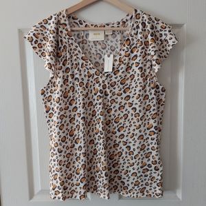 NWT Maeve Anthropologie Catie Ruffle Sleeved Tee Shirt Top Size Medium